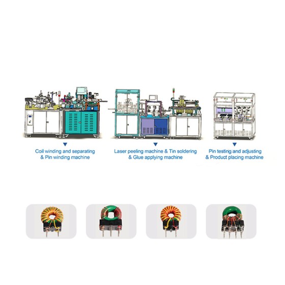 Fully automated production line for small toroidal inductors